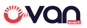 logo officiel O-Van Event de couleur bleu et rose. 